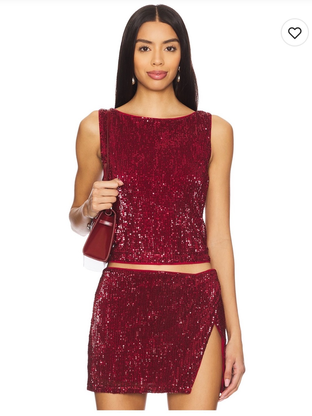 Revolve - lovers and friends sequined Red Crop Top & Mini Skirt Set